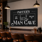 Man cave canvas sign – personalized basement bar wall art