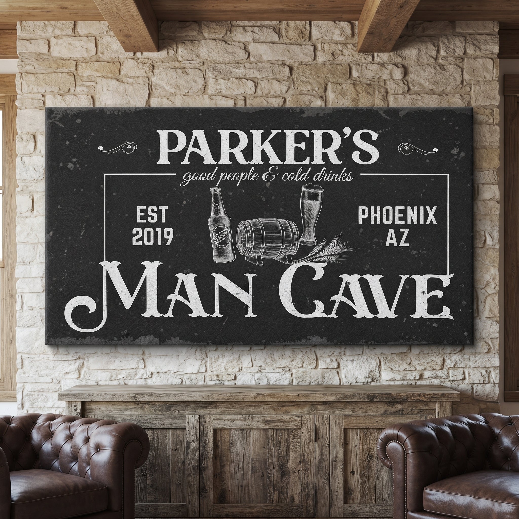 Man Cave Canvas Sign