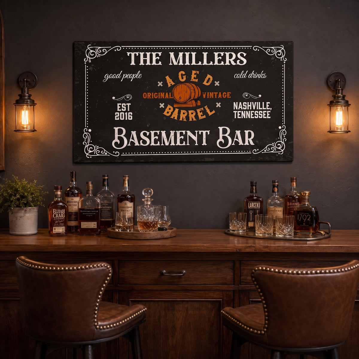 Basement Bar Canvas Sign
