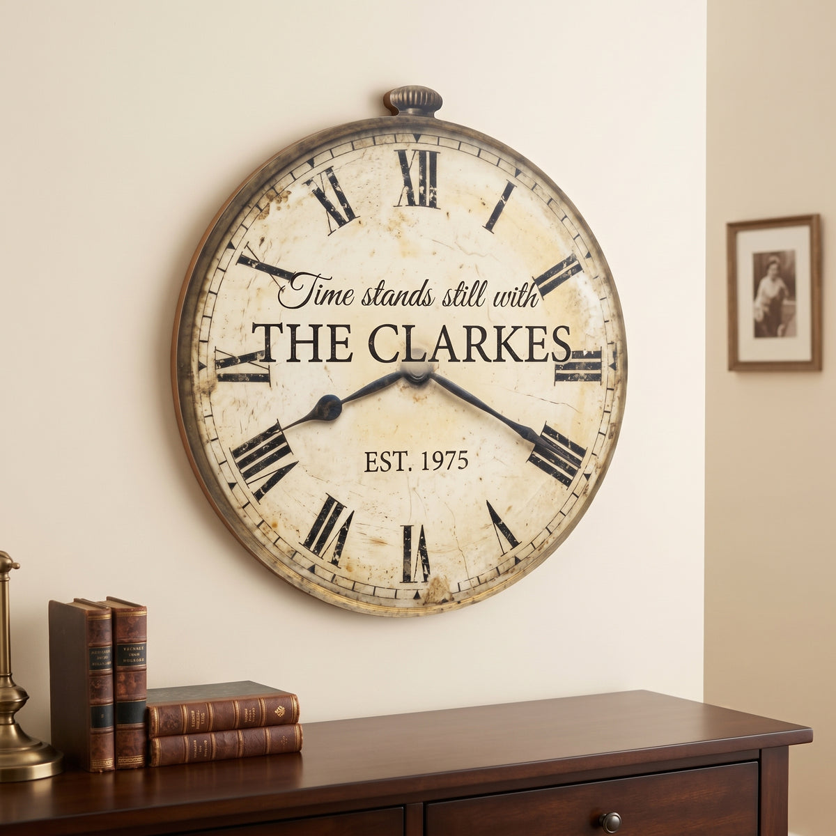 Vintage Clock Family Name Sign