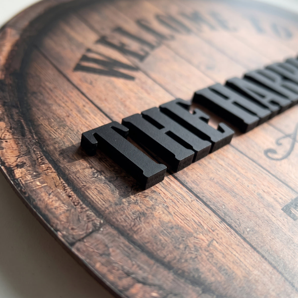 Whiskey Barrel Family Name Sign