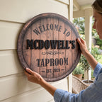 Whiskey Barrel Family Name Sign