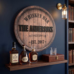 Whiskey Barrel Family Name Sign