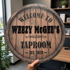 Whiskey Barrel Family Name Sign