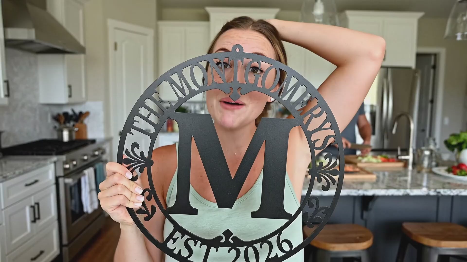 Personalized Metal Monogram Family Sign – Symmetrical Modern Design, Custom Wedding Gift