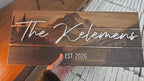 Personalized Mountain Family Name Wood Sign – Rustic Cabin Style, Wedding & Housewarming Gift