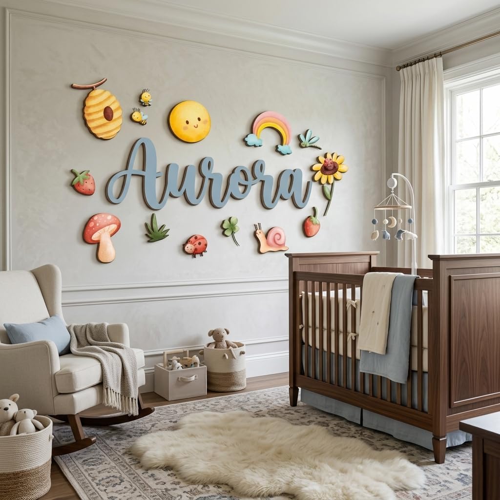 Rainbow Nursery Name Sign, personalized design, view 2
