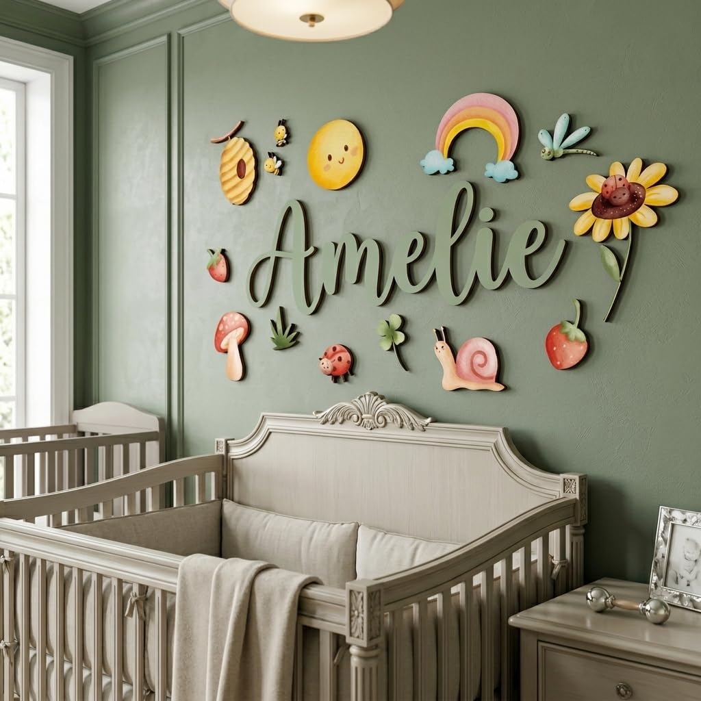 Rainbow Nursery Name Sign, personalized design, view 4