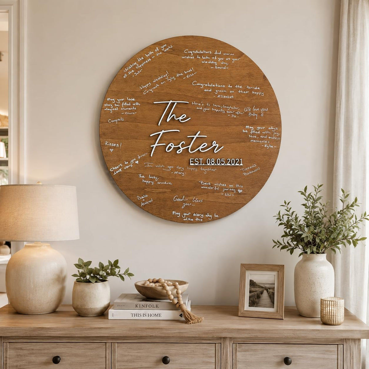 Round Wedding Guest Book Sign, personalized design, view 7
