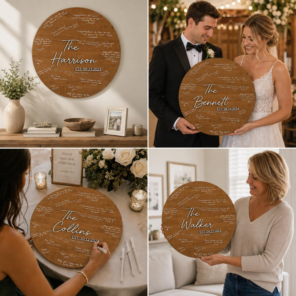 Round Wedding Guest Book Sign, personalized design, view 8