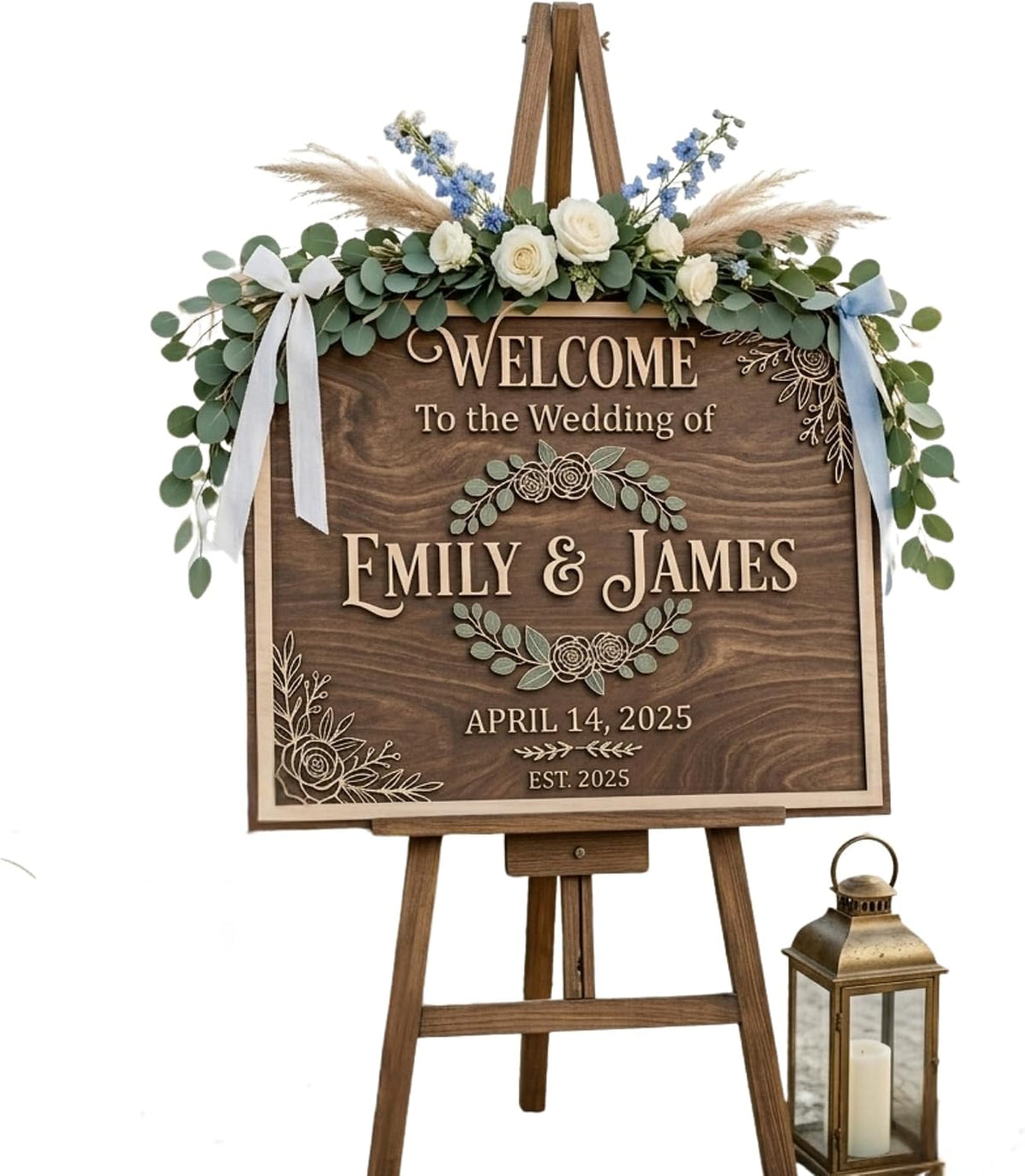 Rustic Wreath Wedding Welcome Sign