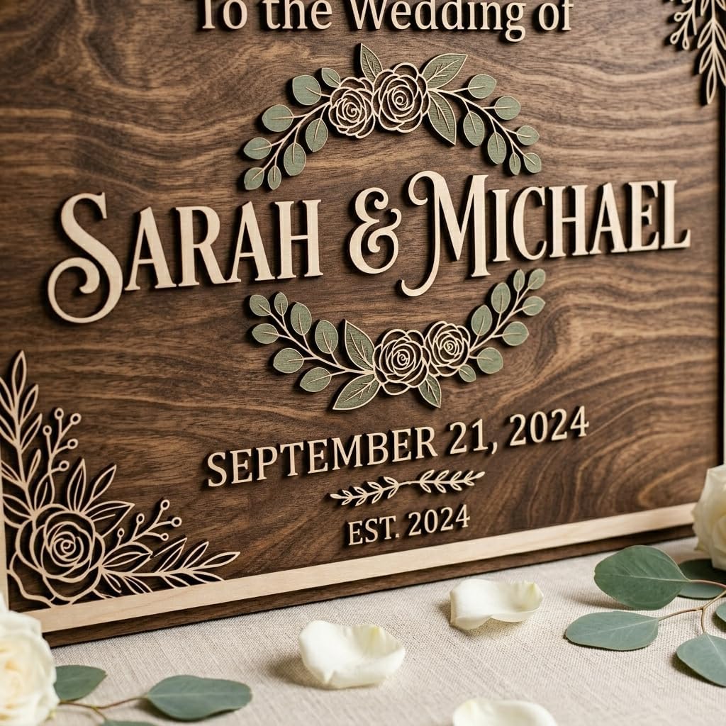 Rustic Wreath Wedding Welcome Sign