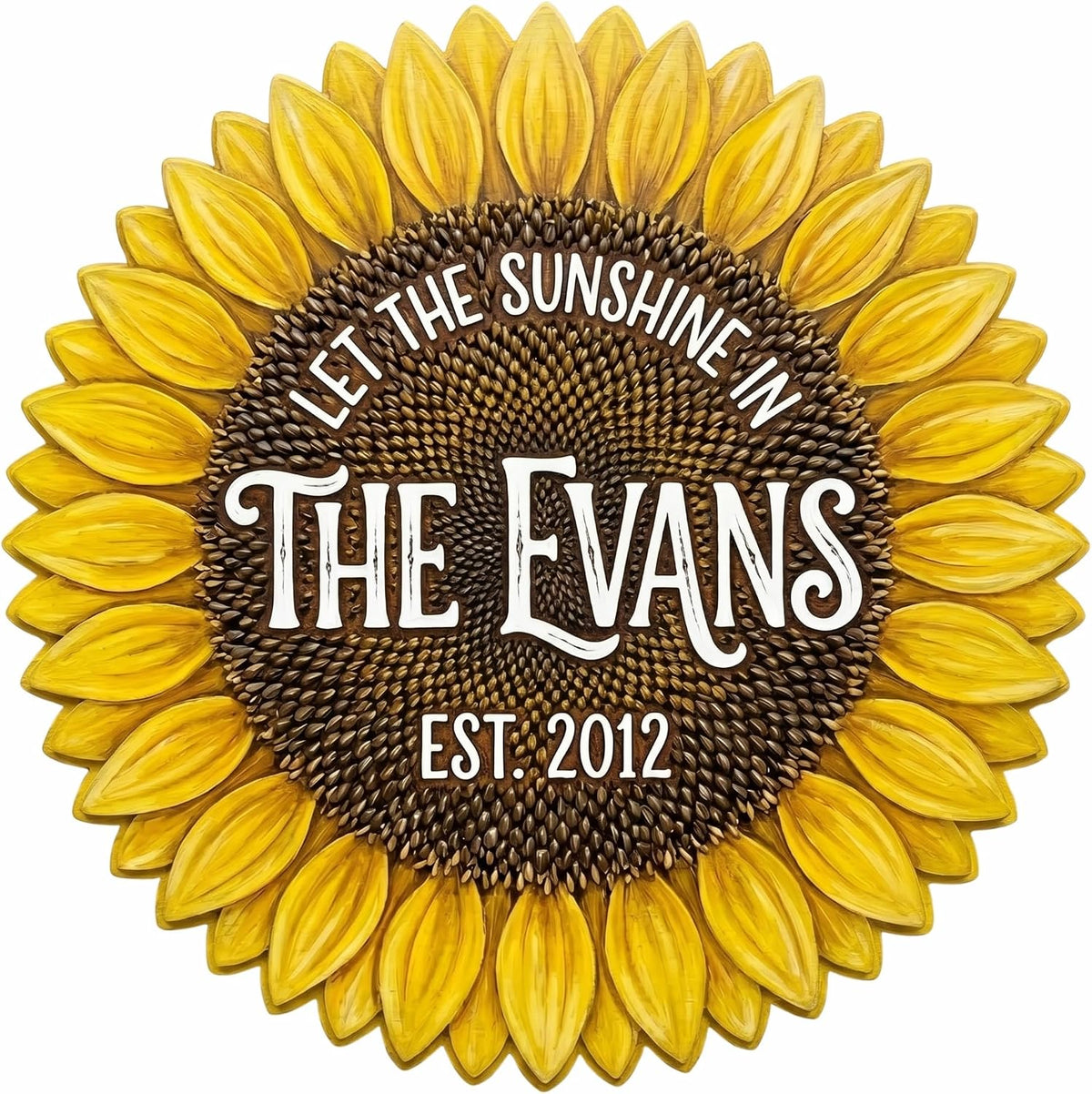Personalized Sunflower Family Name Sign, customized with your text and made to order