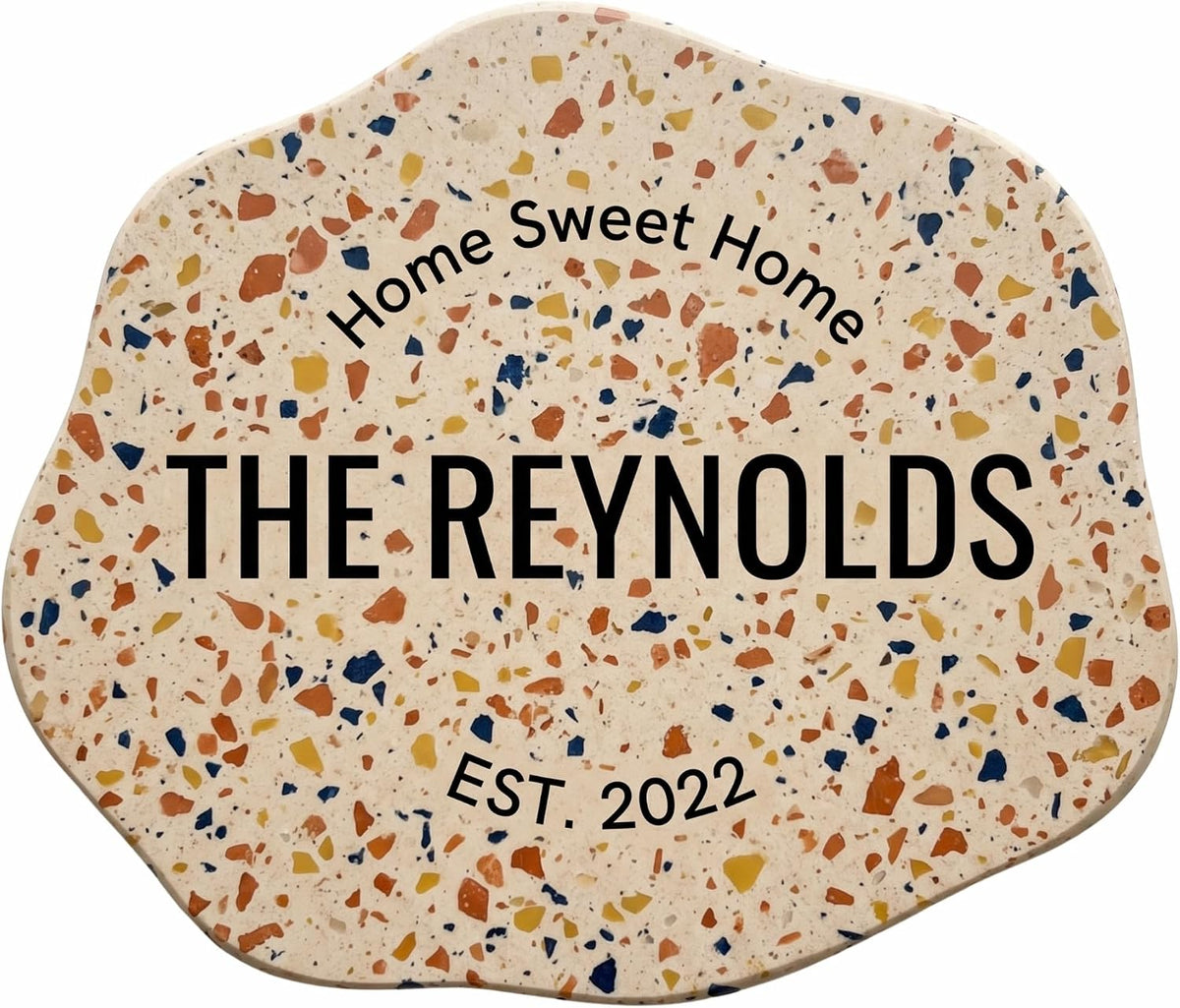 Personalized Terrazzo Family Name Sign, customized with your text and made to order