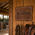 Western Leather Family Name Sign