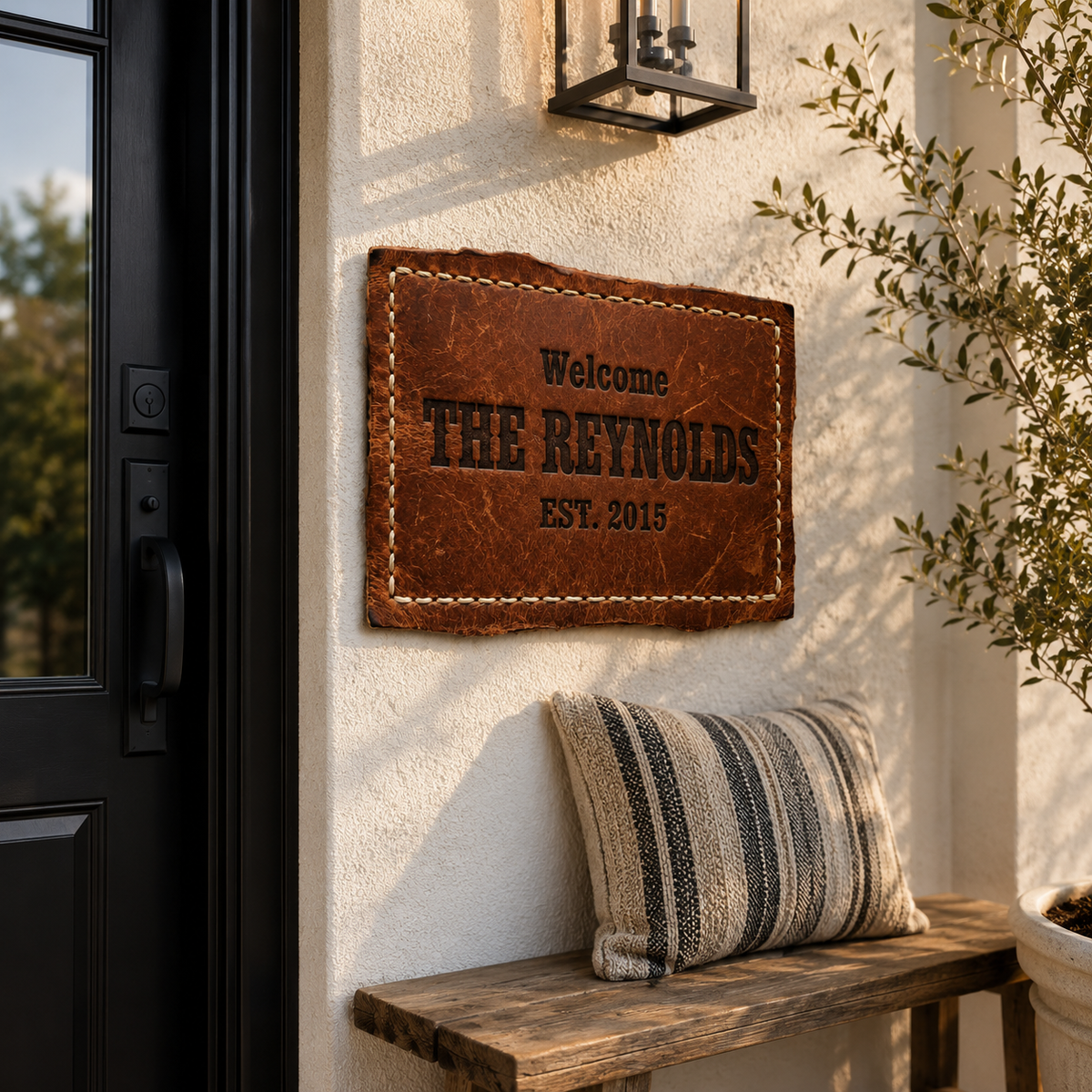 Western Leather Family Name Sign