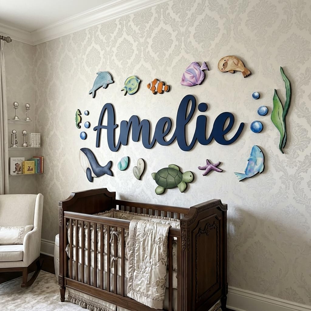 Under the Sea Nursery Name Sign, personalized design, view 2