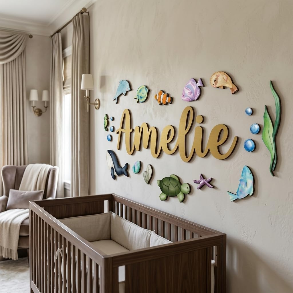 Under the Sea Nursery Name Sign, personalized design, view 3
