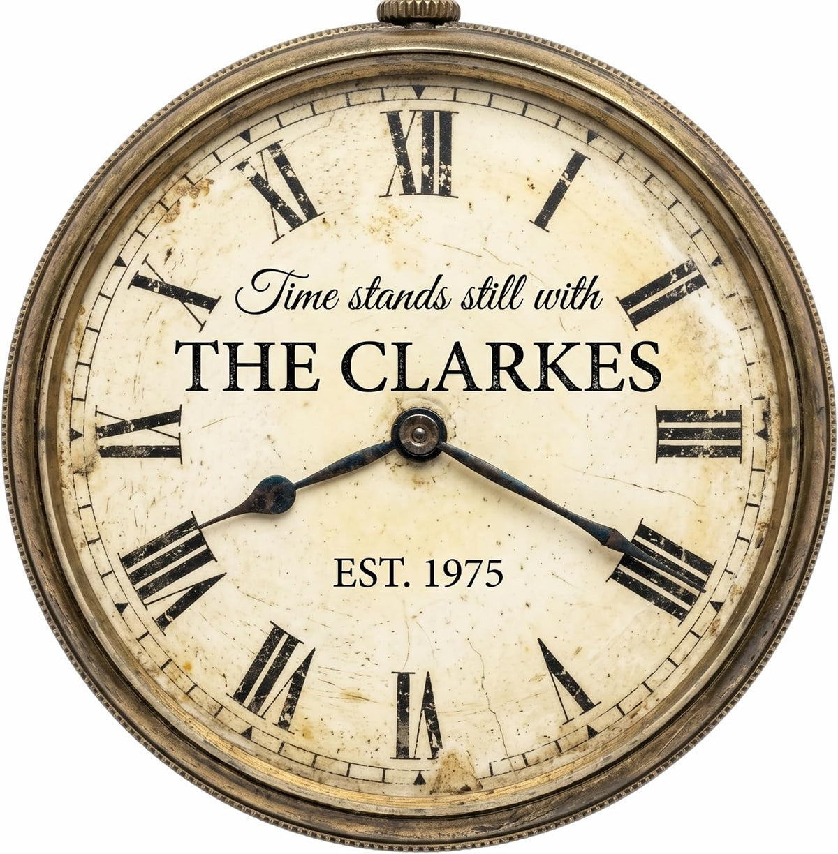 Personalized Vintage Clock Family Name Sign, customized with your text and made to order