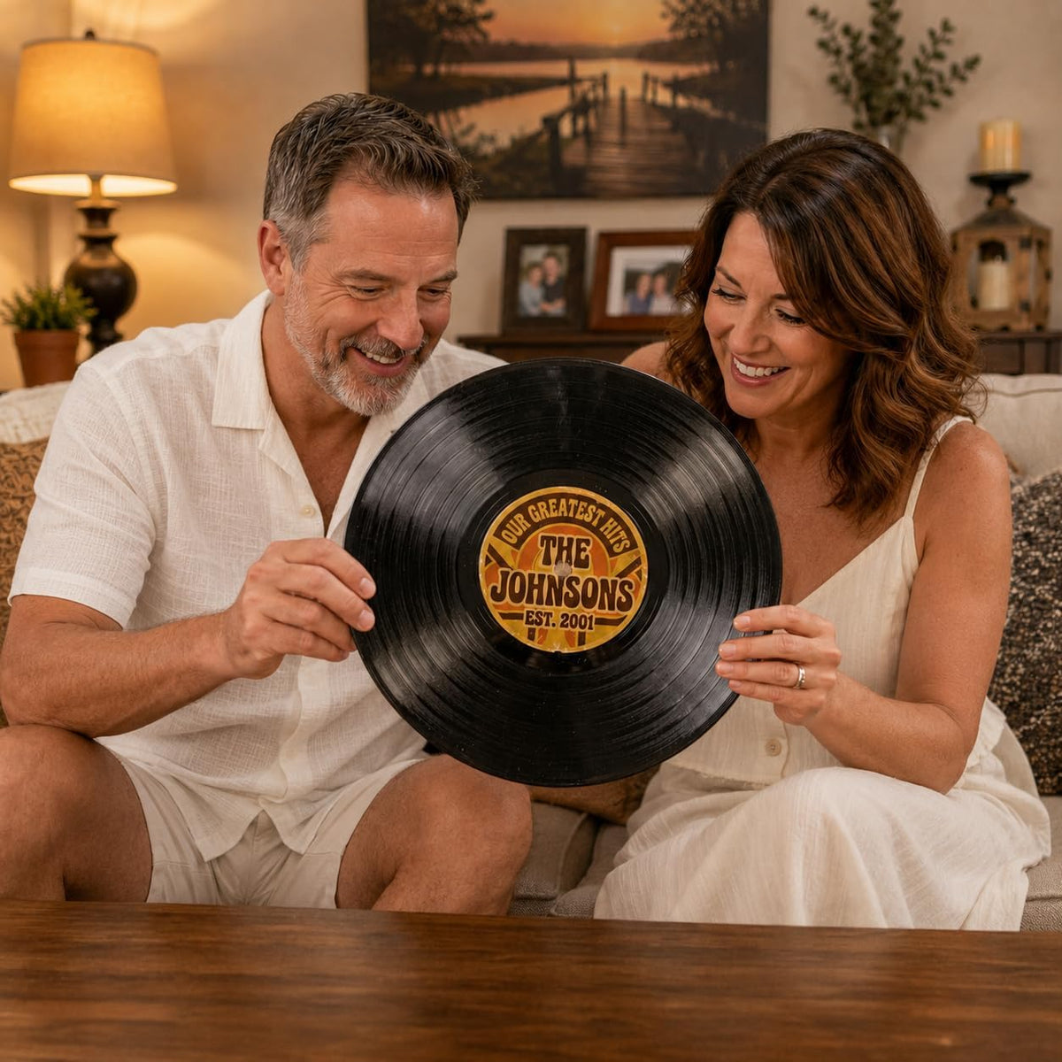 Personalized Vinyl Record Family Name Sign, customized with your text and made to order
