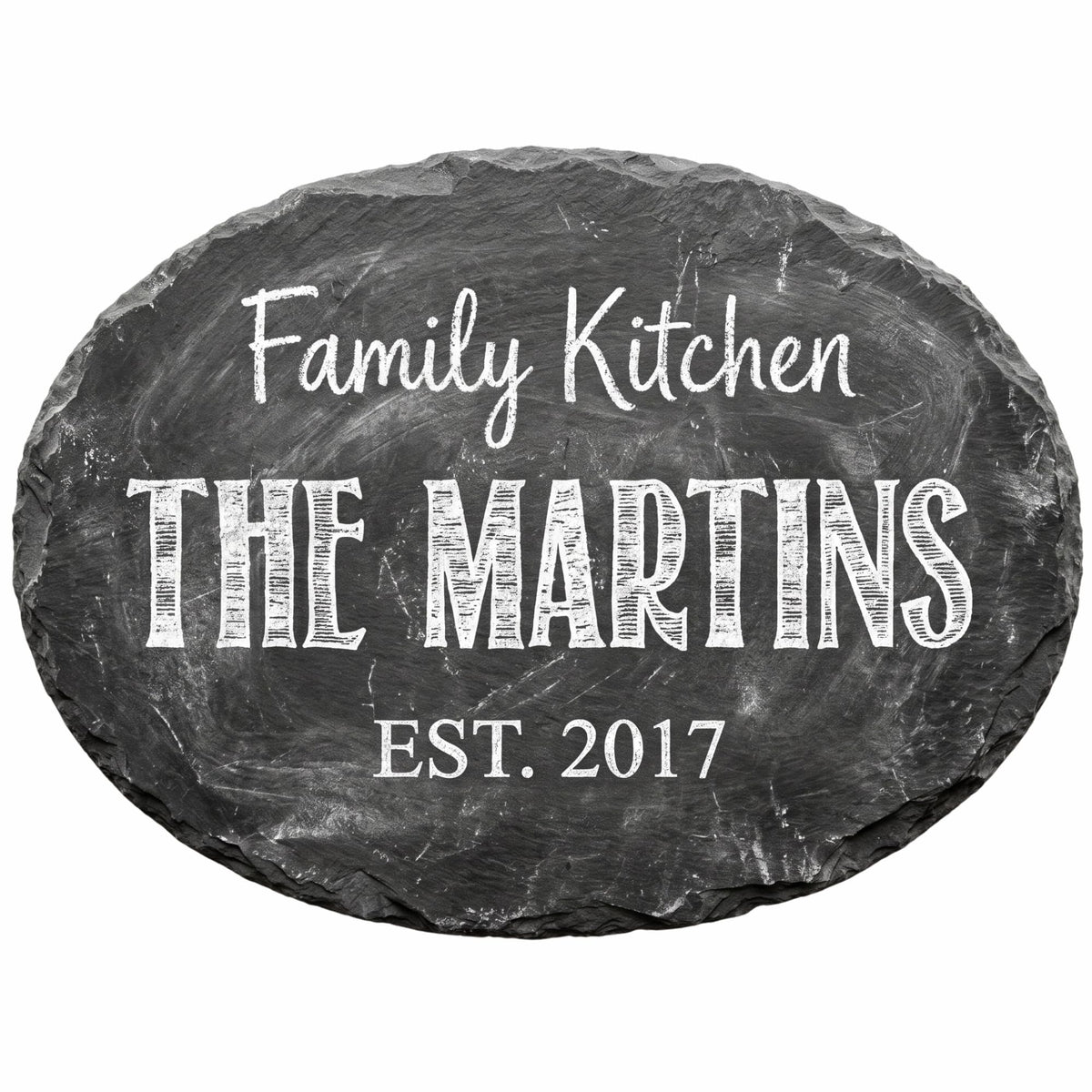 Personalized slate stone wood wall art with custom family name for entryway decor