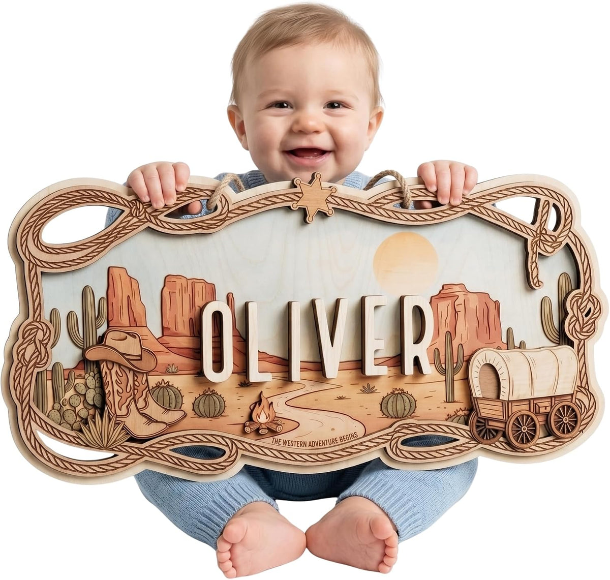 Personalized Western Nursery Name Sign, customized with your text and made to order