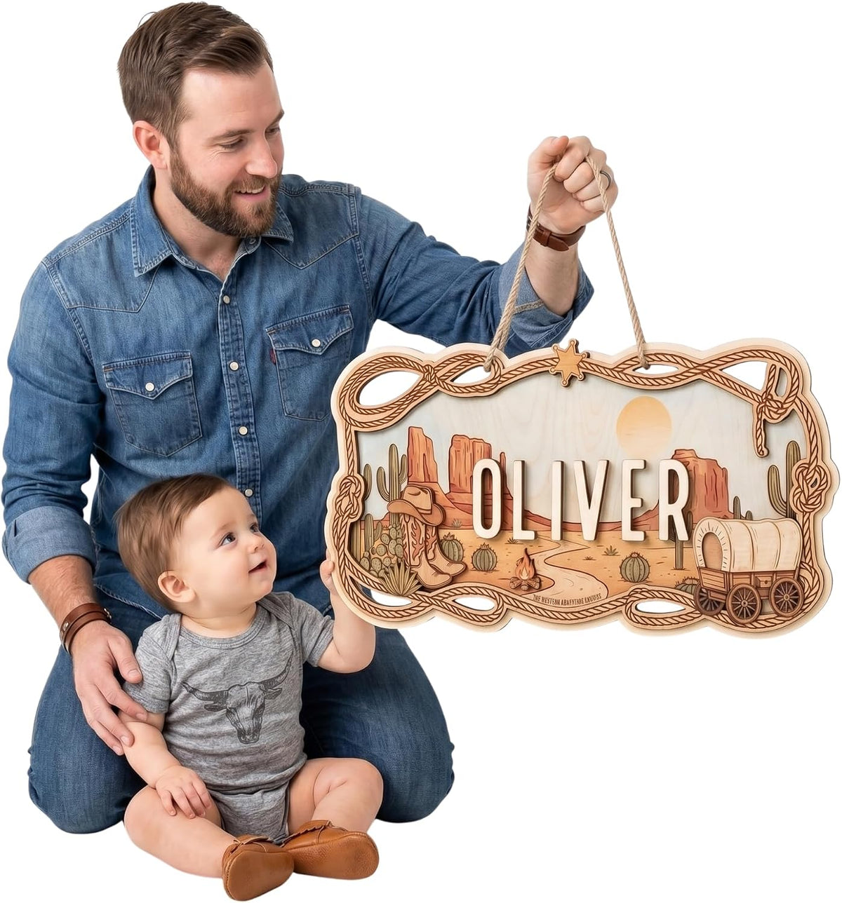 Western Nursery Name Sign, personalized design, view 3