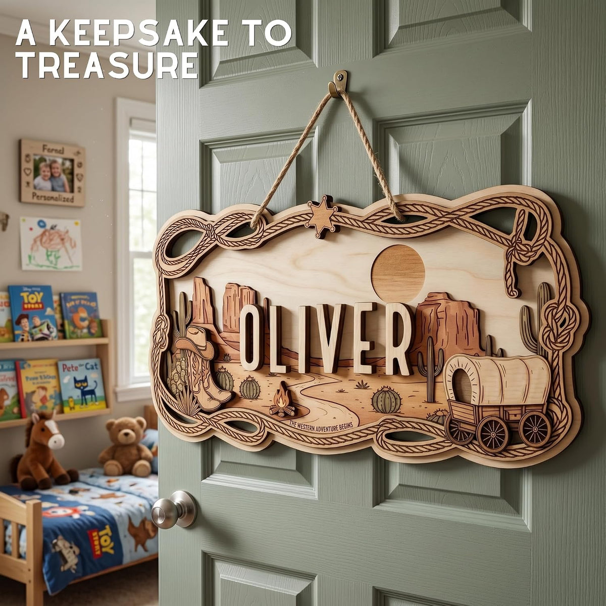 Western Nursery Name Sign, personalized design, view 6