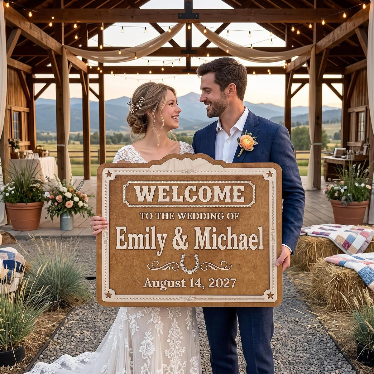 Western Romance Wedding Welcome Sign