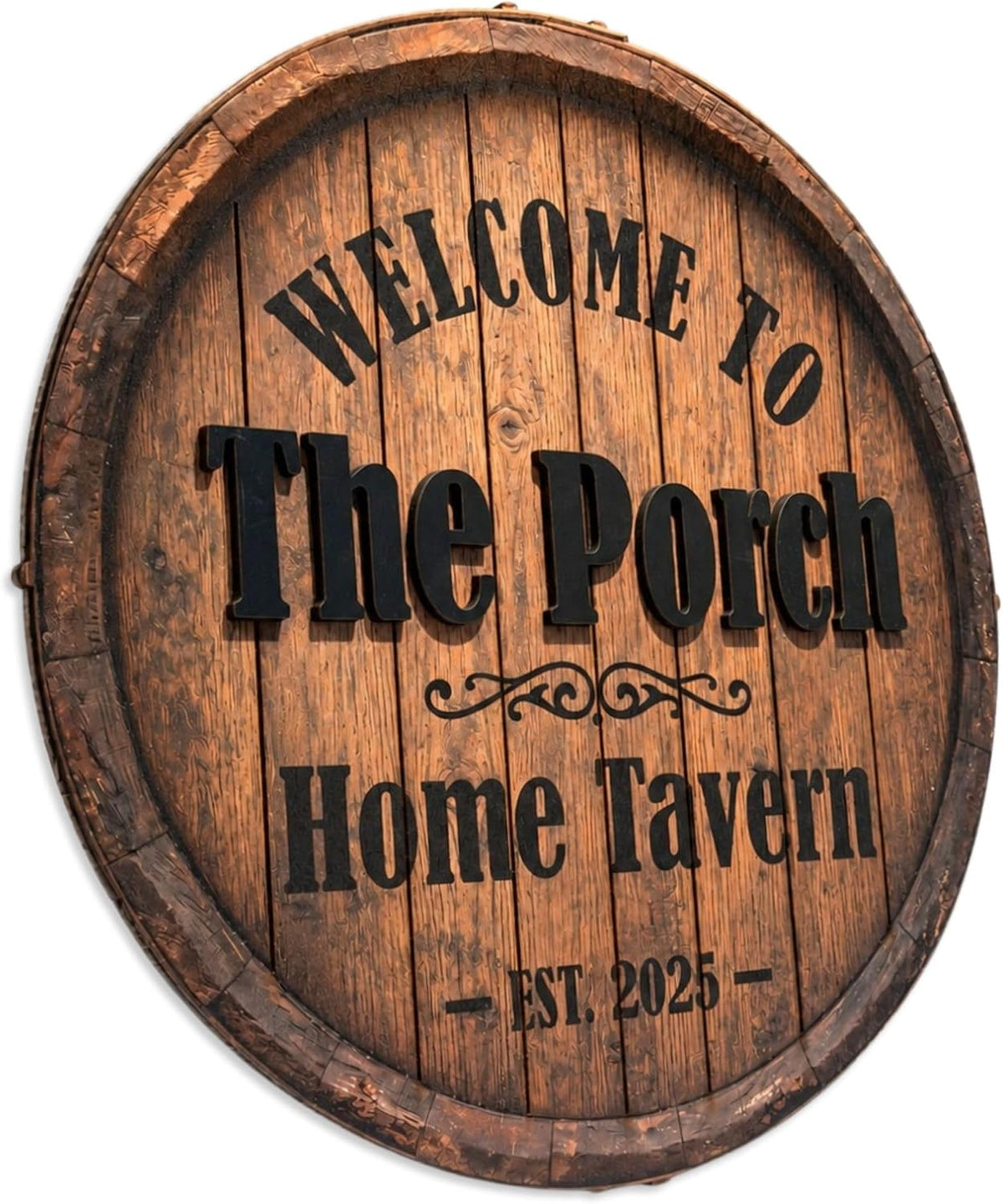 Whiskey Barrel Family Name Sign, product image 1
