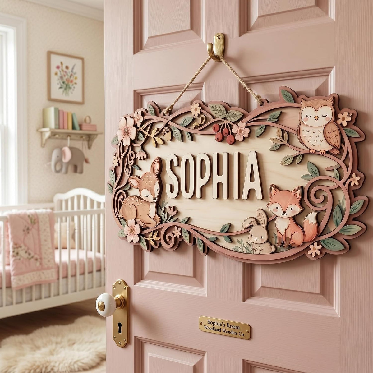 Woodland Nursery Name Sign, personalized design, view 6